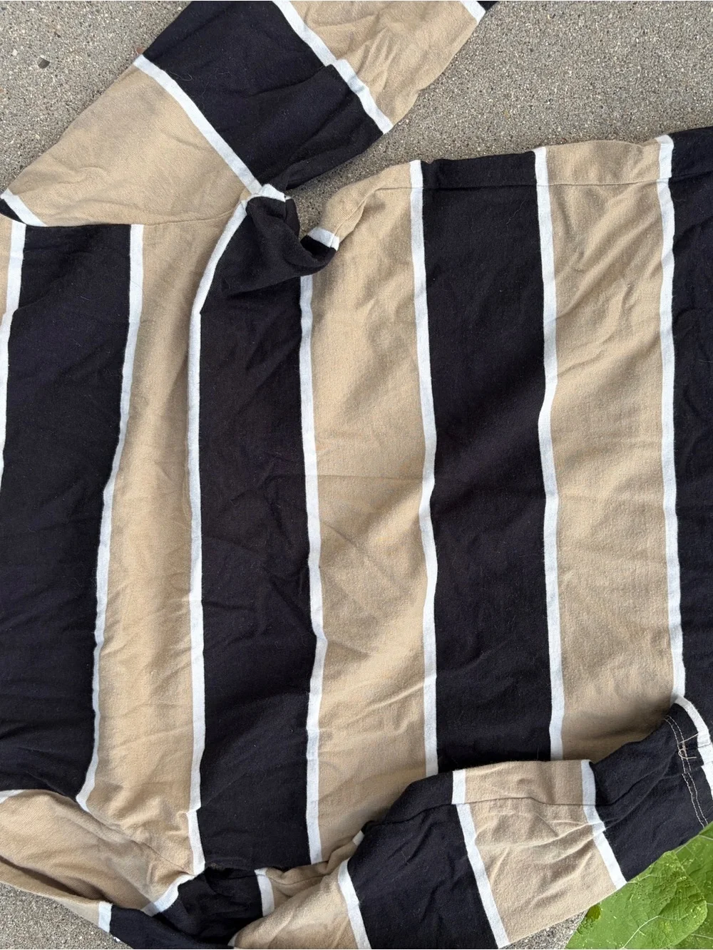 wonder nation Beige and Black Striped Long Sleeve Tee